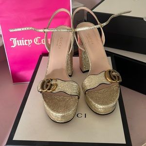 Gucci gold platform sandal